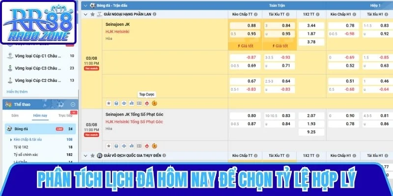 Phân tích lịch đá hôm nay để chọn tỷ lệ hợp lý